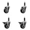 Service Caster 3.5'' Black Poly Wheel Swivel 1'' Expanding Stem Caster Set 2 Brakes, 4PK SCC-EX20S3514-PPUB-BLK-2-PLB-2-1 - alternate 1